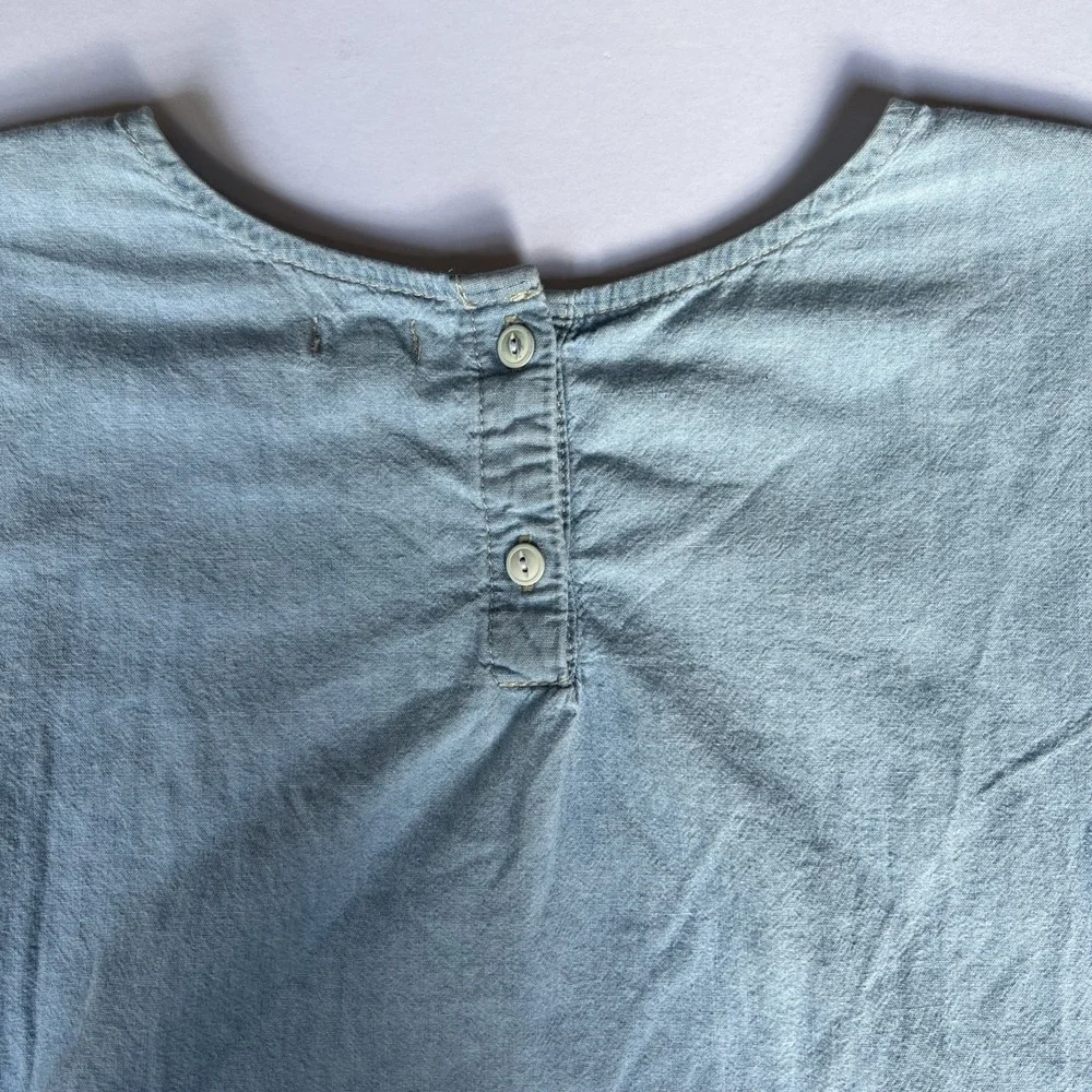 Gymboree 2018 Girls Soft Blue Chambray Dress Ruffle Sleeves Size L 10-12 EUC
